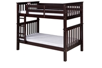 Santa Fe Mission Tall Bunk Bed Twin over Twin - Attached Ladder - Cappuccino Finish