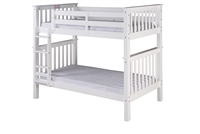 Santa Fe Mission Tall Bunk Bed Twin over Twin - Attached Ladder - White Finish