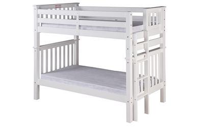 Santa Fe Mission Tall Bunk Bed Twin over Twin - Bed End Ladder - White Finish