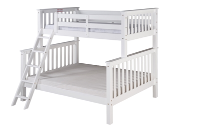 Santa Fe Mission Tall Bunk Bed Twin over Full - Angle Ladder - White Finish