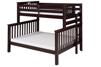 Santa Fe Mission Tall Bunk Bed Twin over Full - Bed End Ladder - Cappuccino Finish