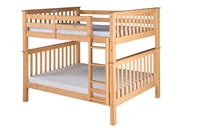 Santa Fe Mission Tall Bunk Bed Full over Full - Attached Ladder - Natural Finish