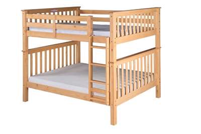 Santa Fe Mission Tall Bunk Bed Full over Full - Attached Ladder - Natural Finish