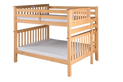 Santa Fe Mission Tall Bunk Bed Full over Full - Bed End Ladder - Natural Finish