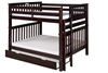 Santa Fe Mission Tall Bunk Bed Full over Full - Bed End Ladder - Cappuccino Finish - with Twin Size Under Bed Trundle