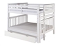 Santa Fe Mission Tall Bunk Bed Full over Full - Bed End Ladder - White Finish - with Twin Size Under Bed Trundle