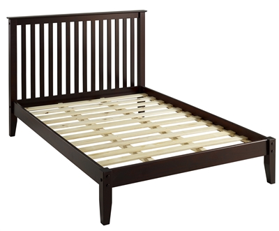 Shaker Style Mission Full Size Platform Bed - Cappuccino Finish