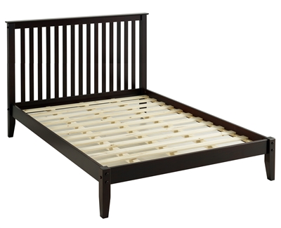 Shaker Style Mission Queen Size Platform Bed - Cappuccino Finish