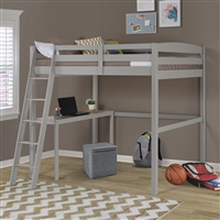 Tribeca Full Size High Loft Bed with Desk - Grey Finish