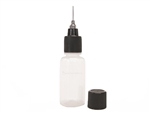 Top-of-the-line ORa henna applicator bottle.  Choose your size ORa metal tip and your size soft squeeze henna bottle for creating finely controlled henna lines for henna tattoos.