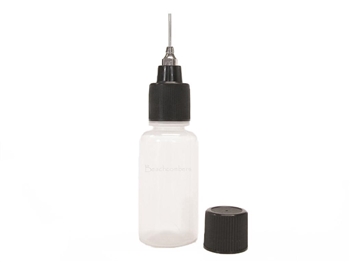 Top-of-the-line ORa henna applicator bottle.  Choose your size ORa metal tip and your size soft squeeze henna bottle for creating finely controlled henna lines for henna tattoos.