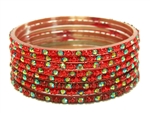 Bright red glass bangles from our Prism Collection.