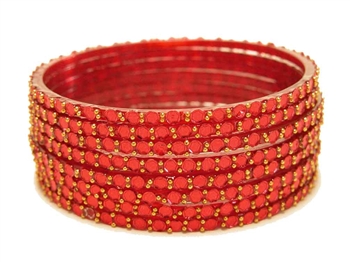 Bright red glass bangles from our Prism Collection.