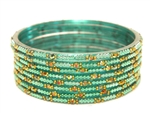 Aqua green glass bangles from our Prism Collection.