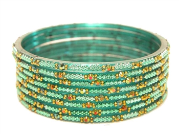 Aqua green glass bangles from our Prism Collection.