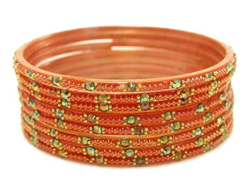 Rust orange glass bangles from our Prism Collection.