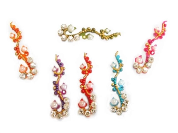 Fancy bindi style in a rainbow of colors with crystal accents.
