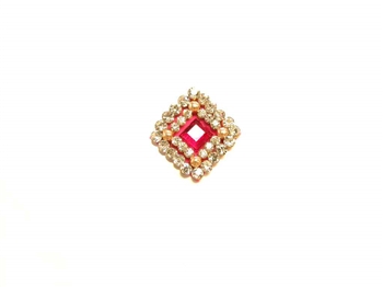 Large square or diamond silver and fuchsia pink bindi covered with sparkling crystals.