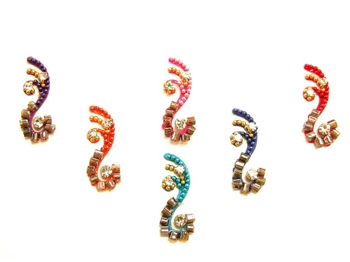 A selection of rainbow bindi with smokey beaded accents and crystal accents.