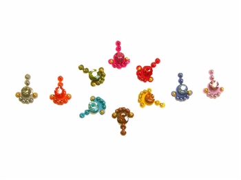 Small brightly colored rainbow crystal bindi body stickers.