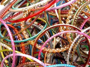 A giant mass of broken glass bangles to use for crafts and art.