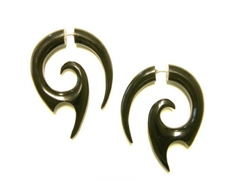 Black horn faux tapers in an edgy design that looks like dragon teeth.