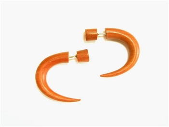 Crescent Split Expander Plugs Saba Wood Organic Earrings Fake Tapers 1"