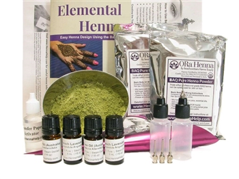 Huge henna tattoo kit wit 200 grams of henna.  All the mehndi tools you need, applicator bottles, transfer paper, hand rolled cones, and henna design book.