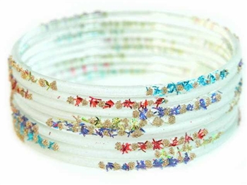 White Indian GLASS Bracelets Build-A-Bangle S 2.6