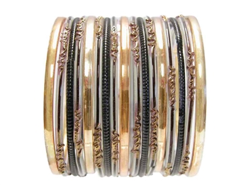 Black white gold Indian Glass Bangle Bracelets