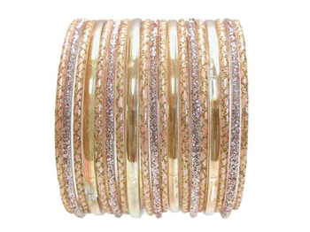 Elegant Peach Rose Gold Indian Glass Bangles