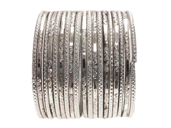 Sparkling Silver Chrome Indian Glass Bangles