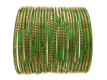 Green  Indian Glass Bangles Bracelet Sets