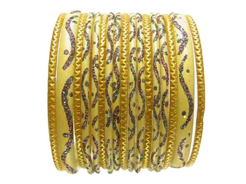 golden Yellow Glass Bangles Bracelet Sets