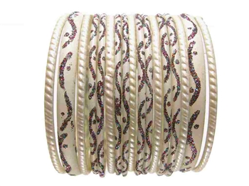 white Ivory Glass Bangles Bracelet Sets