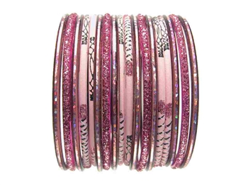Pink Glass Bangles Bracelet Sets