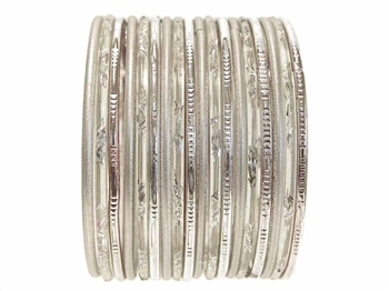 Silver Indian Glass Bangles Set