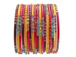 Brown Yellow Red Indian Glass Bangles