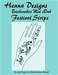 A fresh look at the traditional mehndi sangeet strip henna design in a mini henna design eBook. These super pretty henna designs are popular at festivals and are great for henna practice.