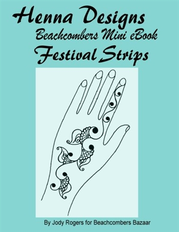 A fresh look at the traditional mehndi sangeet strip henna design in a mini henna design eBook. These super pretty henna designs are popular at festivals and are great for henna practice.