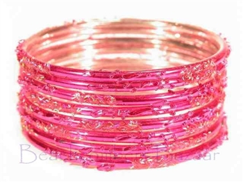 Festive Fuchsia Pink Indian GLASS Bracelets Build-A-Bangle M/L 2.10