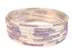 Glitter Stamped Lavender Indian GLASS Bracelets Build-A-Bangle XL 2.12