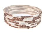 Glitter Stamped Brown Indian GLASS Bracelets Build-A-Bangle L 2.10