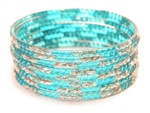 Silver Glitter Turquoise Indian GLASS Bangles Sari Bracelets Build-A-Bangle 2.6