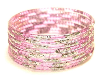 Silver Glitter Lavender Indian GLASS Bangles Sari Bracelets Build-A-Bangle M/L 2.10