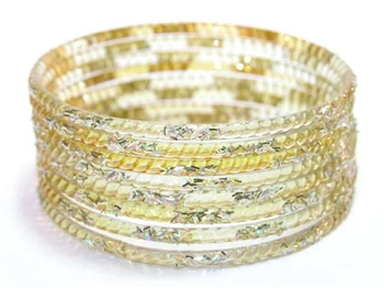 Silver Glitter Yellow Indian GLASS Bangles Sari Bracelets Build-A-Bangle 2.6