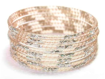 Silver Glitter Taupe Indian GLASS Bangles Sari Bracelets Build-A-Bangle XL 2.12