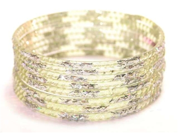 Silver Glitter Lemon Indian GLASS Bangles Sari Bracelets Build-A-Bangle XL 2.12
