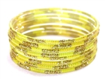 Matching Glitter Yellow Indian GLASS Bangles Sari Bracelets Build-A-Bangle M/L 2.10