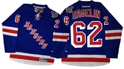 Official 2014 Stanley Cup Reebok Premier NYR  #62 Hagelin Home Blue Jersey